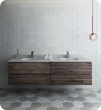Fresca Formosa 72" Wall Hung Double Sink Modern Bathroom Cabinet w/ Top  Sinks | FCB31-3636ACA-CWH-U