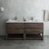 Fresca Formosa 72" Floor Standing Open Bottom Double Sink Modern Bathroom Cabinet w/ Top  Sinks | FCB31-3636ACA-FS-CWH-U