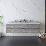 Fresca Formosa Modern 72" Ash Wall Hung Double Sink Bathroom Vanity | FCB31-3636ASH-CWH-U