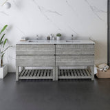 Fresca Formosa Modern 72" Ash Floor Standing Open Bottom Double Sink Bathroom Vanity | FCB31-3636ASH-FS-CWH-U
