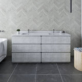 Fresca Formosa Modern 70" Rustic White Floor Standing Double Sink Bathroom Base Cabinet | FCB31-3636RWH-FC