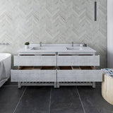 Fresca Formosa Modern 72" Rustic White Floor Standing Open Bottom Double Sink Bathroom Vanity | FCB31-3636RWH-FS-CWH-U