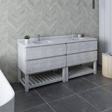 Fresca Formosa Modern 72" Rustic White Floor Standing Open Bottom Double Sink Bathroom Vanity | FCB31-3636RWH-FS-CWH-U