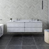 Fresca Formosa Modern 70" Rustic White Wall Hung Double Sink Bathroom Base Cabinet | FCB31-3636RWH