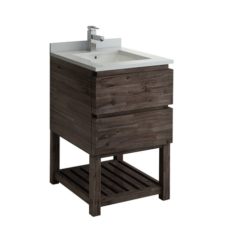 Fresca Formosa 24" Floor Standing Open Bottom Modern Bathroom Cabinet w/ Top  Sink | FCB3124ACA-FS-CWH-U