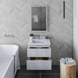 Fresca Formosa Modern 24" Rustic White Wall Hung Bathroom Vanity | FCB3124RWH-CWH-U