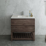 Fresca Formosa 36" Floor Standing Open Bottom Modern Bathroom Cabinet w/ Top  Sink | FCB3136ACA-FS-CWH-U