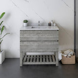Fresca Formosa Modern 36" Ash Floor Standing Open Bottom Bathroom Vanity | FCB3136ASH-FS-CWH-U