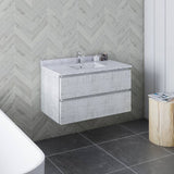Fresca Formosa Modern 36" Rustic White Wall Hung Bathroom Vanity | FCB3136RWH-CWH-U