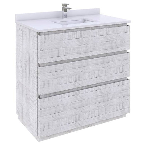 Fresca Formosa Modern 35" Rustic White Floor Standing Bathroom Base Cabinet | FCB3136RWH-FC