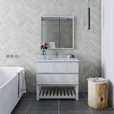 Fresca Formosa Modern 35" Rustic White Floor Standing Open Bottom Bathroom Base Cabinet | FCB3136RWH-FS
