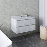 Fresca Formosa Modern 35" Rustic White Wall Hung Bathroom Base Cabinet | FCB3136RWH