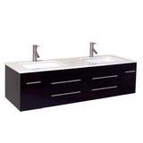 Fresca Bellezza 59" Natural Wood Modern Double Vessel Sink Cabinet w/ Top & Sinks