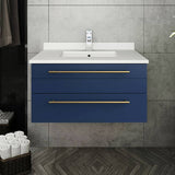 Fresca Lucera Modern 30" Royal Blue Undermount Sink Bathroom Vanity | FCB6130RBL-UNS-CWH-U