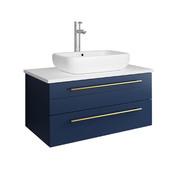 Fresca Lucera Modern 30" Royal Blue Vessel Sink Bathroom Vanity | FCB6130RBL-VSL-CWH-V