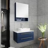 Fresca Lucera Modern 30" Royal Blue Vessel Sink Bathroom Cabinet | FCB6130RBL-VSL