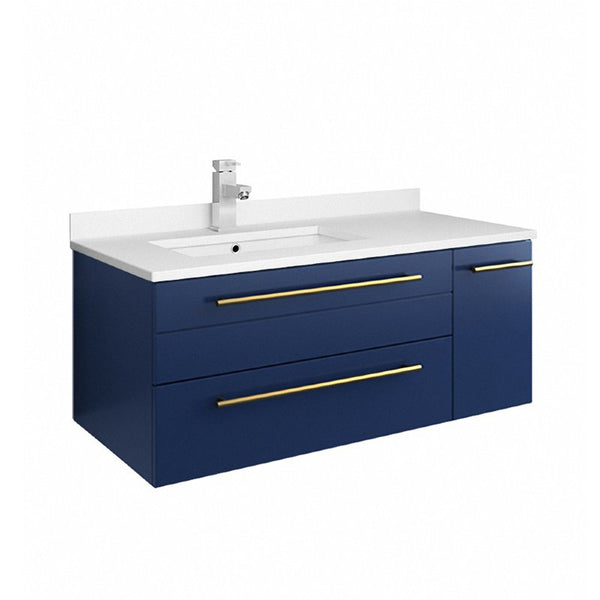 Fresca Lucera Modern 36" Royal Blue Undermount Sink Bathroom Vanity- Left Offset | FCB6136RBL-UNS-L-CWH-U