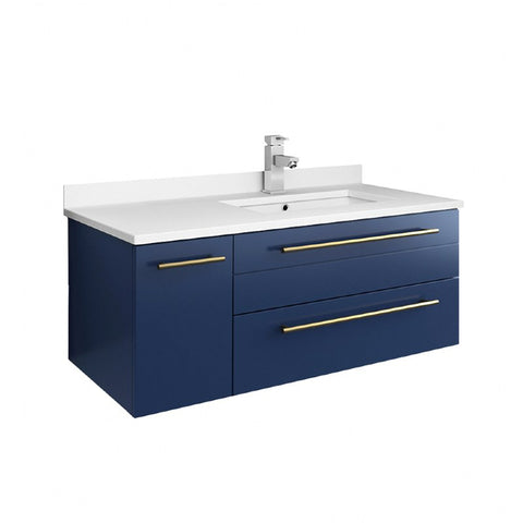 Fresca Lucera Modern 36" Royal Blue Undermount Sink Bathroom Vanity- Right Offset | FCB6136RBL-UNS-R-CWH-U
