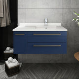 Fresca Lucera Modern 36" Royal Blue Undermount Sink Bathroom Cabinet- Right Offset | FCB6136RBL-UNS-R