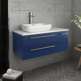 Fresca Lucera Modern 36" Royal Blue Vessel Sink Bathroom Vanity- Left Offset | FCB6136RBL-VSL-L-CWH-V