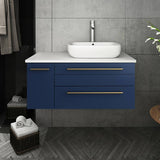 Fresca Lucera Modern 36" Royal Blue Vessel Sink Bathroom Vanity- Right Offset | FCB6136RBL-VSL-R-CWH-V