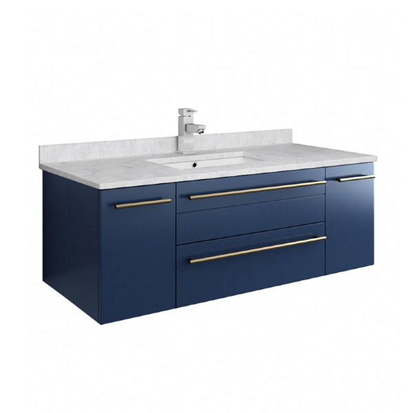 Fresca Lucera Modern 42" Royal Blue Undermount Sink Bathroom Vanity | FCB6142RBL-UNS-CWH-U