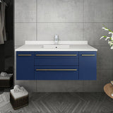 Fresca Lucera Modern 42" Royal Blue Undermount Sink Bathroom Vanity | FCB6142RBL-UNS-CWH-U