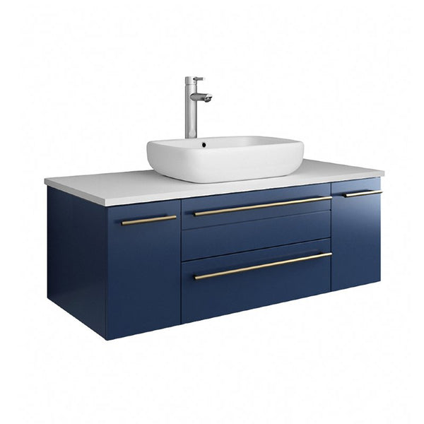 Fresca Lucera Modern 42" Royal Blue Vessel Sink Bathroom Vanity | FCB6142RBL-VSL-CWH-V