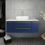 Fresca Lucera Modern 42" Royal Blue Vessel Sink Bathroom Vanity | FCB6142RBL-VSL-CWH-V