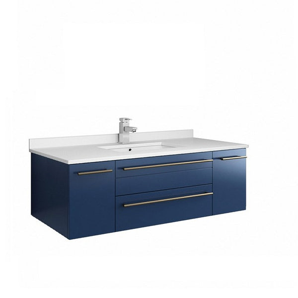 Fresca Lucera Modern 48" Royal Blue Undermount Sink Bathroom Vanity | FCB6148RBL-UNS-CWH-U