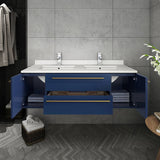 Fresca Lucera Modern 48" Royal Blue Double Undermount Sink Bathroom Vanity | FCB6148RBL-UNS-D-CWH-U