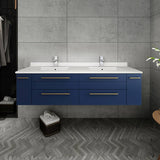 Fresca Lucera Modern 60" Royal Blue Double Undermount Sink Bathroom Cabinet | FCB6160RBL-UNS-D