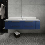 Fresca Lucera Modern 60" Royal Blue Undermount Sink Bathroom Cabinet | FCB6160RBL-UNS