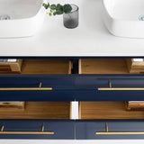 Fresca Lucera Modern 60" Royal Blue Double Vessel Sink Bathroom Cabinet | FCB6160RBL-VSL-D