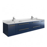 Fresca Lucera Modern 72" Royal Blue Double Undermount Sink Bathroom Cabinet | FCB6172RBL-UNS
