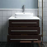 Fresca Modella 32" Espresso Wall Hung Modern Bathroom Cabinet with Top & Vessel Sink | FCB6183ES-VSL-I
