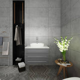 Fresca Modella 32" Gray Wall Hung Modern Bathroom Cabinet with Top & Vessel Sink | FCB6183GR-VSL-I