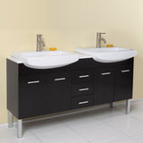 Fresca Vetta 60" Espresso Modern Double Sink Bathroom Vanity w/ Sinks