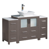 Fresca Torino 54" Gray Oak Modern Bathroom Cabinets w/ Top & Vessel Sink
