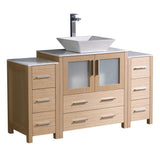 Fresca Torino 54" Light Oak Modern Bathroom Cabinets w/ Top & Vessel Sink