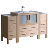 Fresca Torino 54" Light Oak Modern Bathroom Cabinets w/ Top & Integrated Sink