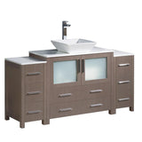 Fresca Torino 60" Gray Oak Modern Bathroom Cabinets w/ Top & Vessel Sink