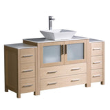Fresca Torino 60" Light Oak Modern Bathroom Cabinets w/ Top & Vessel Sink