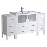 Fresca Torino 60" White Modern Bathroom Cabinets w/ Integrated Sink