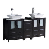 Fresca Torino 60" Espresso Modern Double Sink Bathroom Cabinets w/ Tops