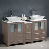 Fresca Torino 60" Modern Double Sink Bathroom Cabinets w/ Tops & Vessel Sinks