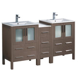 Fresca Torino 60" Gray Oak Modern Double Sink Bathroom Cabinets