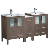 Fresca Torino 60" Modern Double Sink Bathroom Cabinets w/ Integrated Sinks