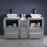Fresca Torino 60" Gray Modern Double Sink Bathroom Cabinets w/ Tops