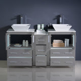 Fresca Torino 60" Modern Double Sink Bathroom Cabinets w/ Tops & Vessel Sinks